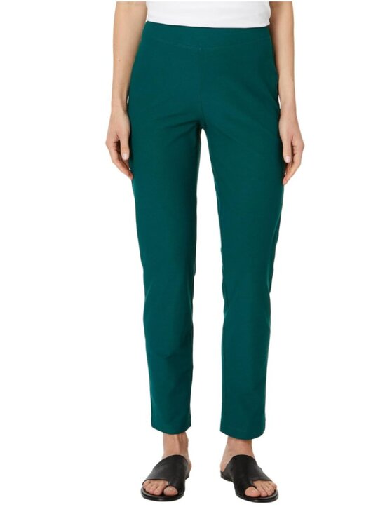 Eileen Fisher | Washable Stretch Crepe Slim Ankle Pants in Aegean Green - Picture 12 of 12